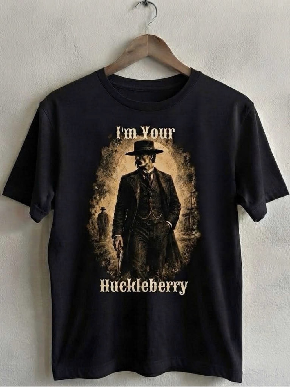 Black Huckleberry Graphic Tee - Classic Western Print